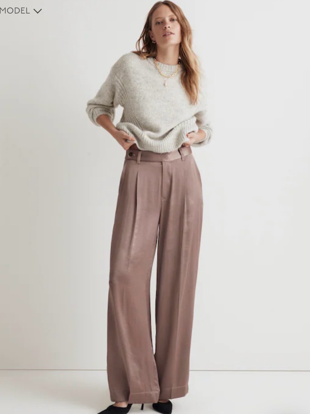 Madewell Wide Leg Harlow Pant Satin Sz 14 Iced Mocha Career Party Holiday Comfy